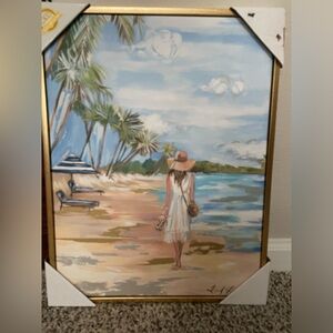 CKD Colleen Karis Designs woman walking on beach canvas picture.  Brand New!
